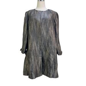 Eileen Fisher Linen Silk Herringbone Shadow Swing Jacket